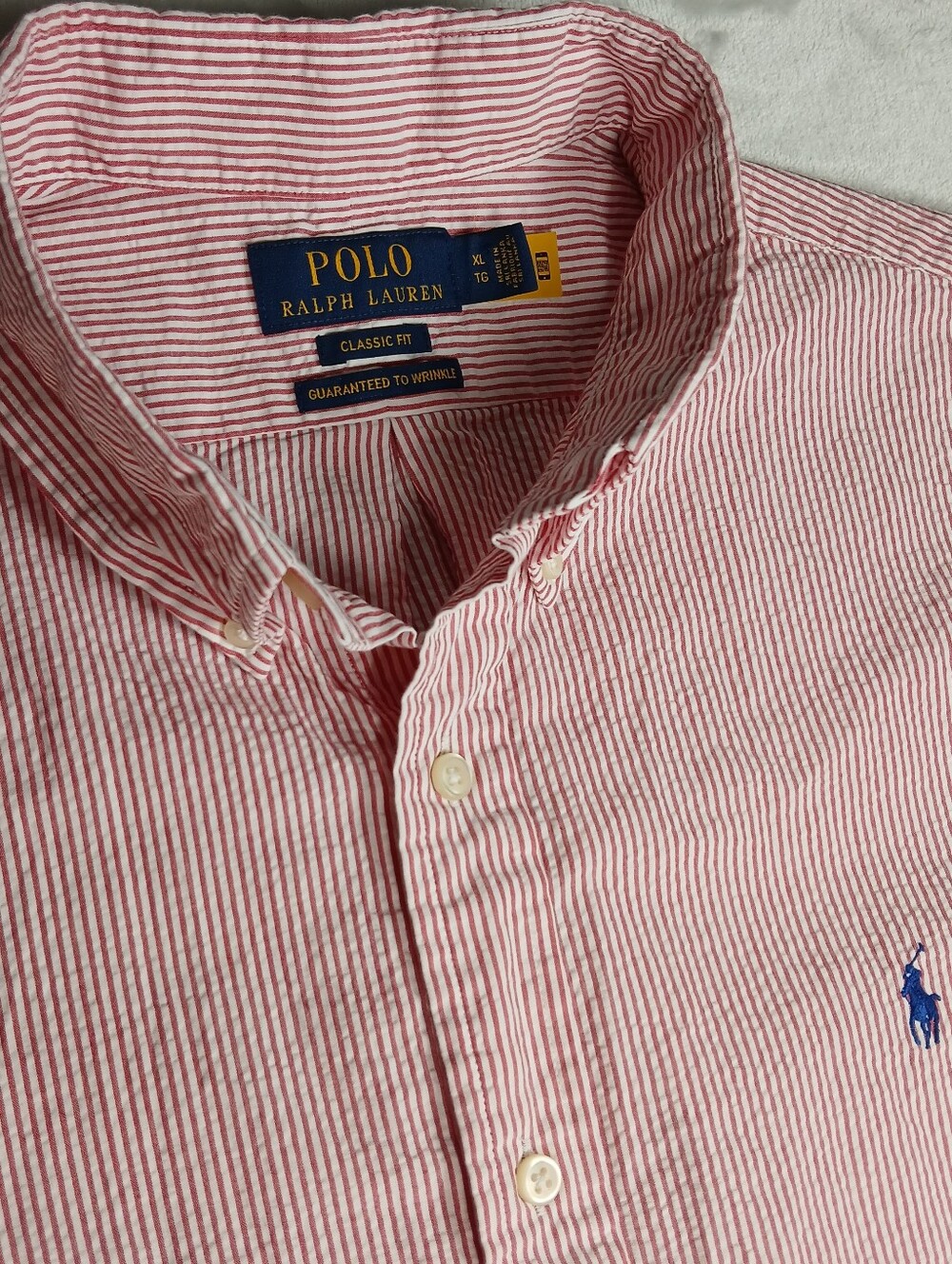 Polo Ralph Lauren Seersucker Button Down Shirt XL Men's Short Sleeve Striped
